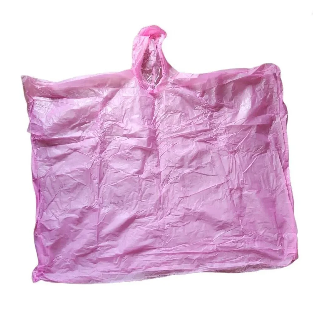 Rain poncho bundle of two pink blue pullover hooded lightweight plastic